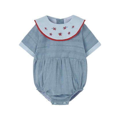 Popelin Blue Bib Collar Romper