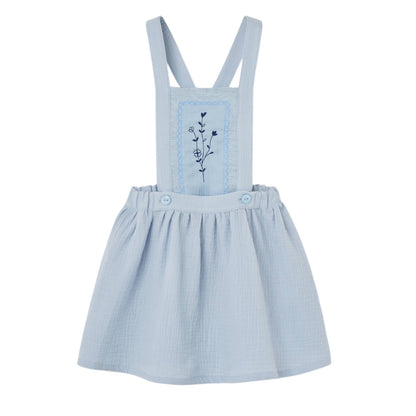 Popelin Blue Embroidered Short Sleeve Dress