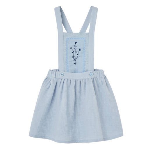 Popelin Blue Embroidered Short Sleeve Dress