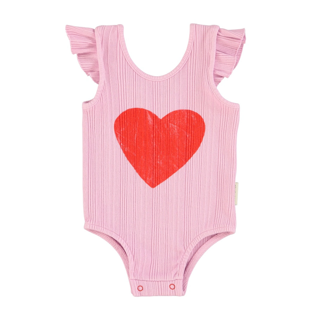 Piupiuchick Lilac / Red Heart Sleeveless Romper