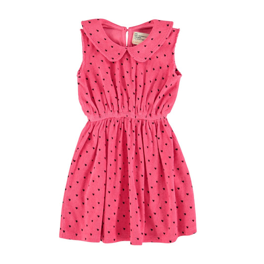 Piupiuchick Pink /Black Hearts Collar Sleeveless Dress