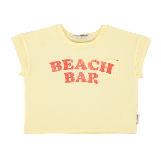 Piupiuchick Light Yellow Beach Bar Print Short Sleeve Tee