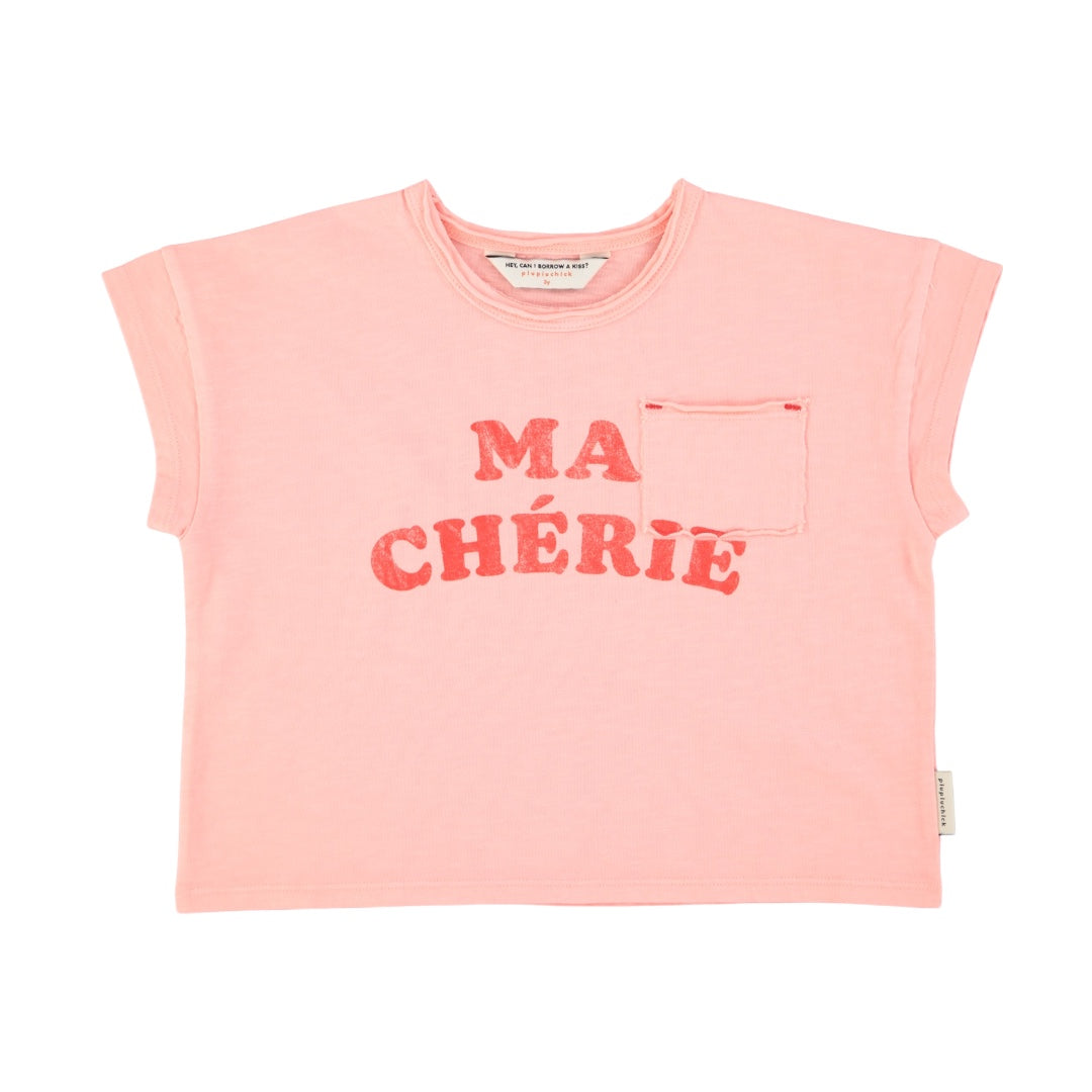 Piupiuchick Light Pink Ma Cherie Print Short Sleeve Tee