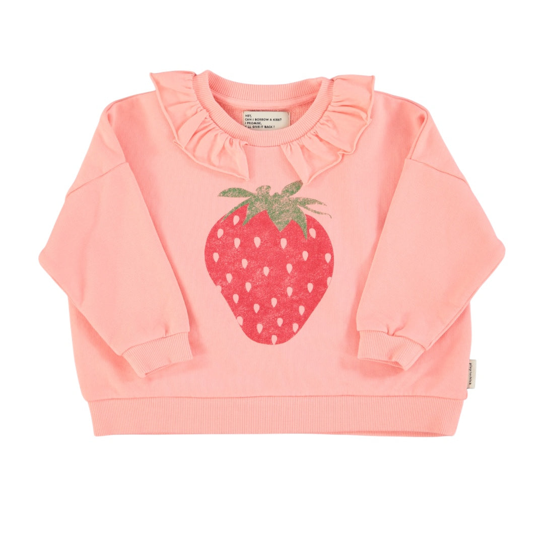Piupiuchick Lt Pink /Strawberry Collar Sweatshirt