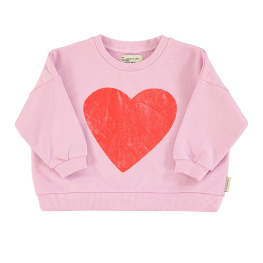 Piupiuchick Lilac / Red Heart Print Long Sleeve Sweatshirt