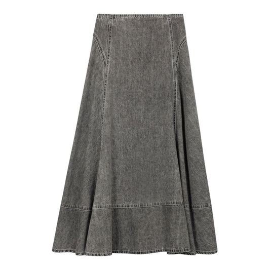 Vibe Black Denim Denim Stitch Maxi Skirt