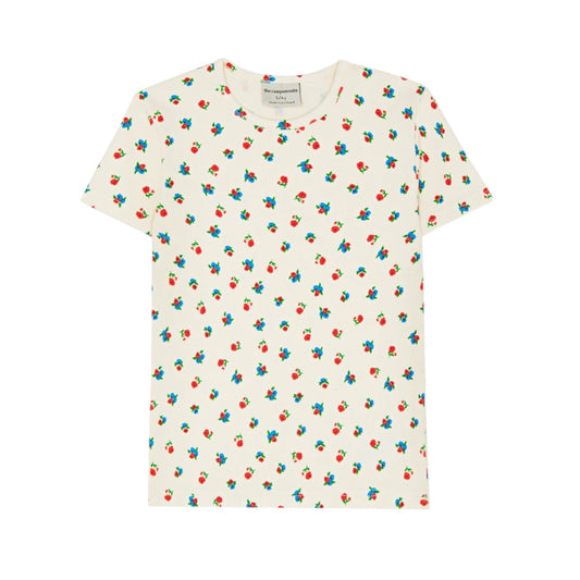 The Campamento Ecru Small Flowers Allover Short Sleeve Tee
