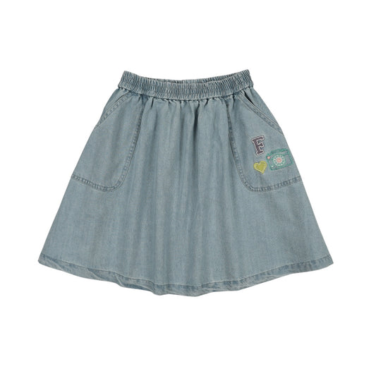 Froo Denim Patch Skirt Short