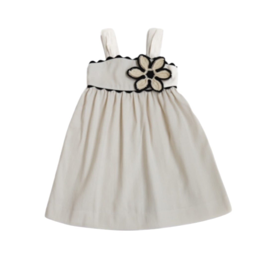 Kalinka Milk Big Flower Embroidery Dress