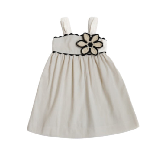 Kalinka Milk Big Flower Embroidery Dress
