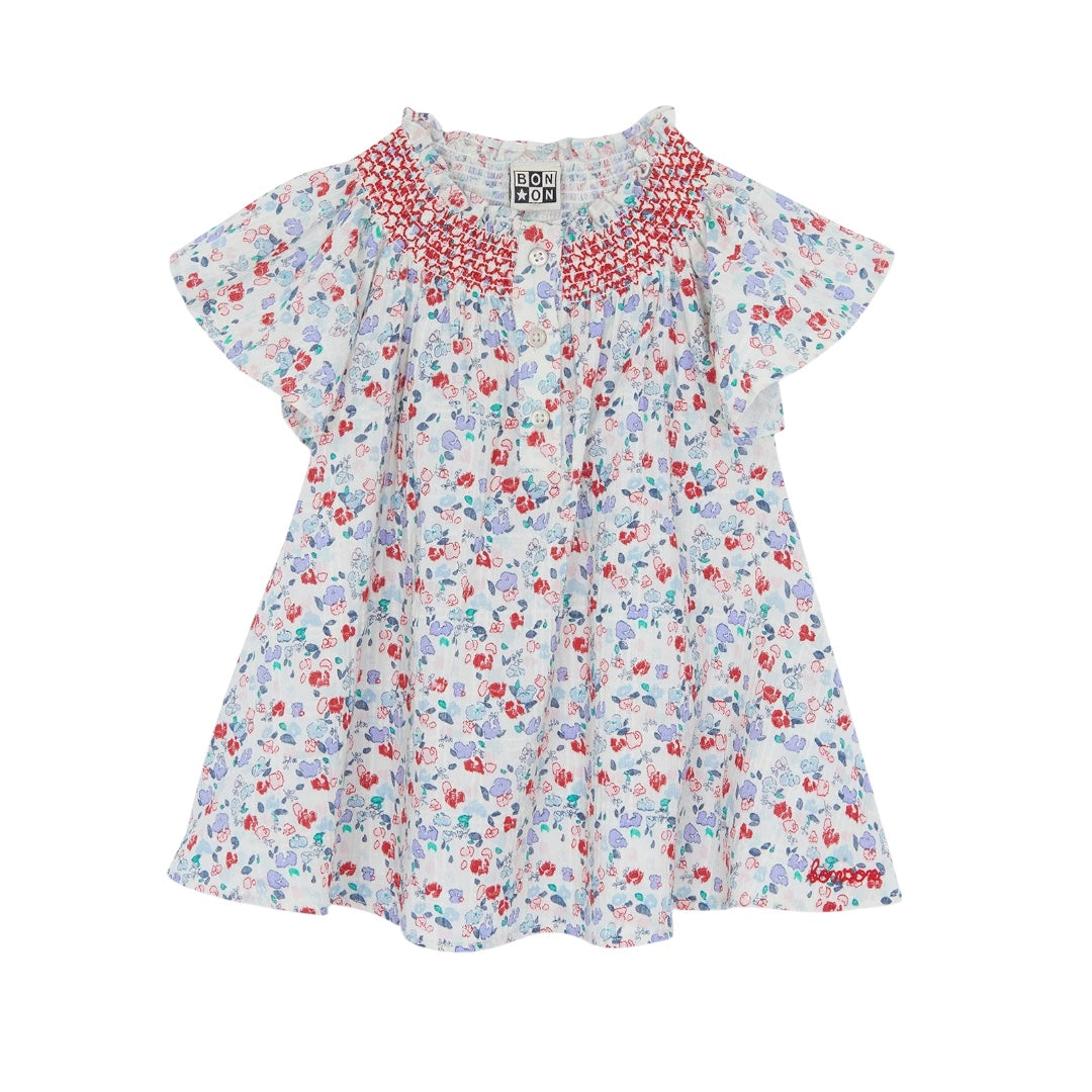 Bonton Red Polka Elise Flower Dress
