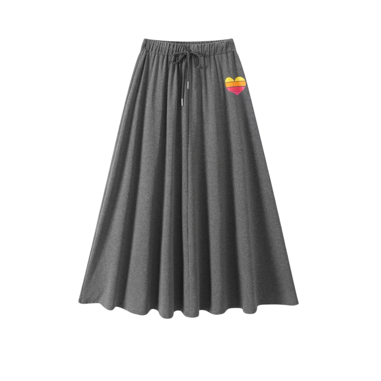 Noname Grey Retro Rainbow Heart Midi Length skirt
