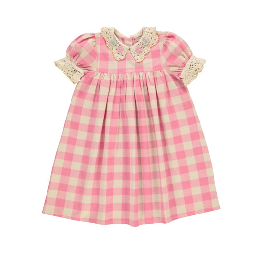 Bebe Organic Bombom Check Anais 3/4 Sleeve Dress