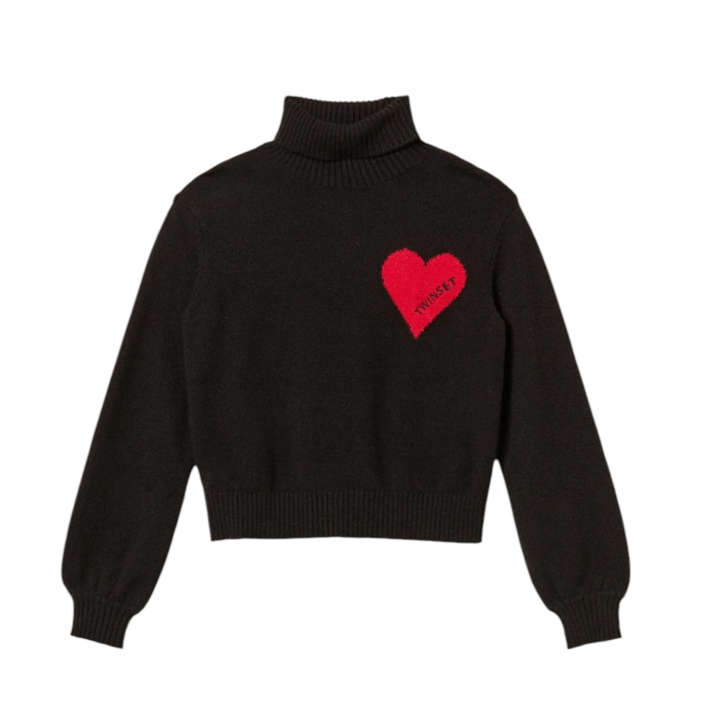 Twinset Black Heart Long Sleeve Turtleneck
