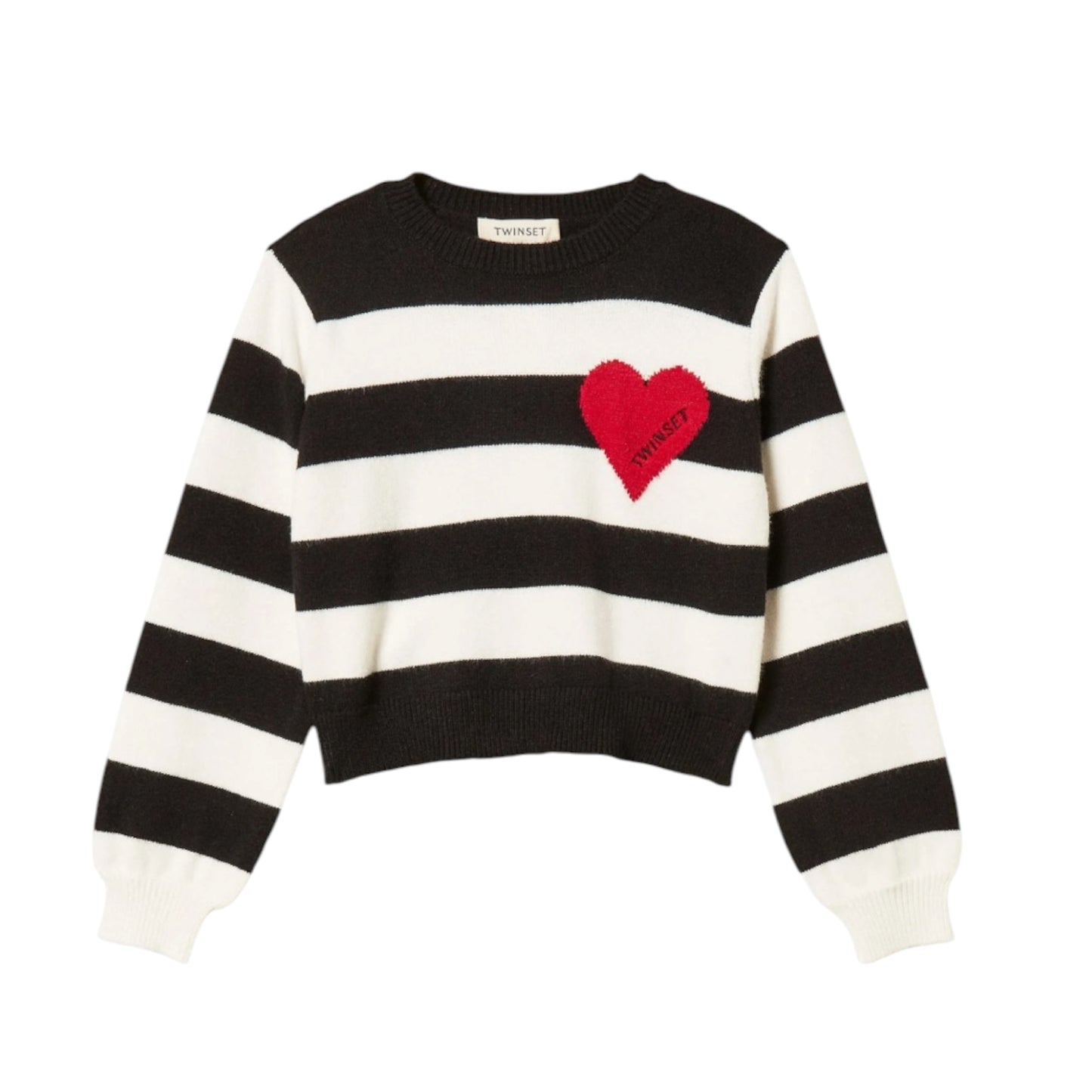 Twinset Black/White Heart Long Sleeve Knit Top