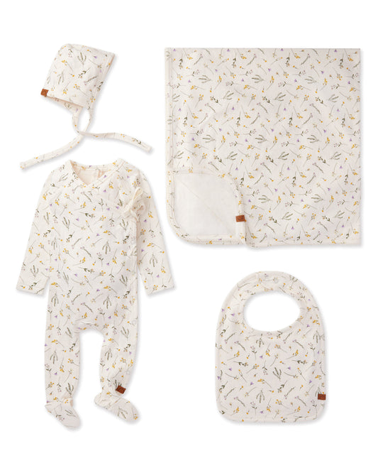 Minimoi 4 Piece Pretty Petals Pointelle Rayon from Bamboo Footie Set