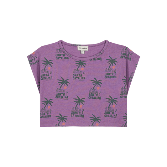 We Are Kids Purple Jodie Green Palms Short Sleeve Top