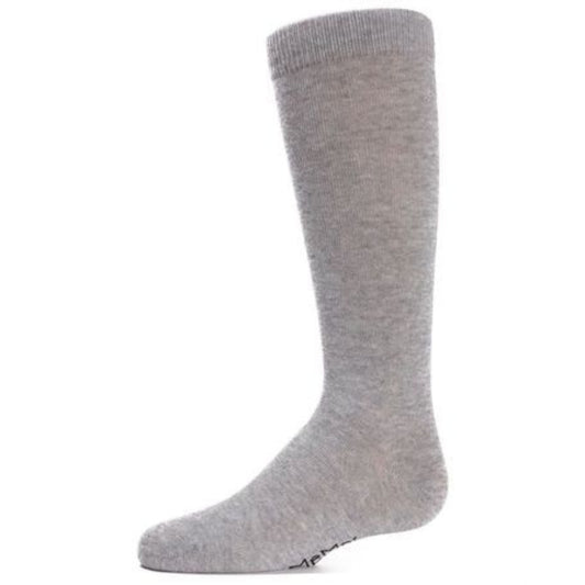 Memoi Kids Basic Cotton Blend Knee High Socks Light Gray