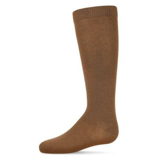 Memoi Kids Basic Cotton Blend Knee High Socks Toffee