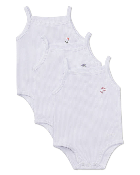 Minimoi 3 Pair Baby Ribbed Combed Cotton Ribbed Floral Bouquet Print Bodysuits