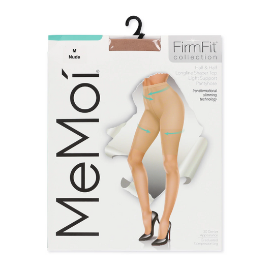 Memoi Womens Half & Half Light Support Leg Nylon Pantyhose