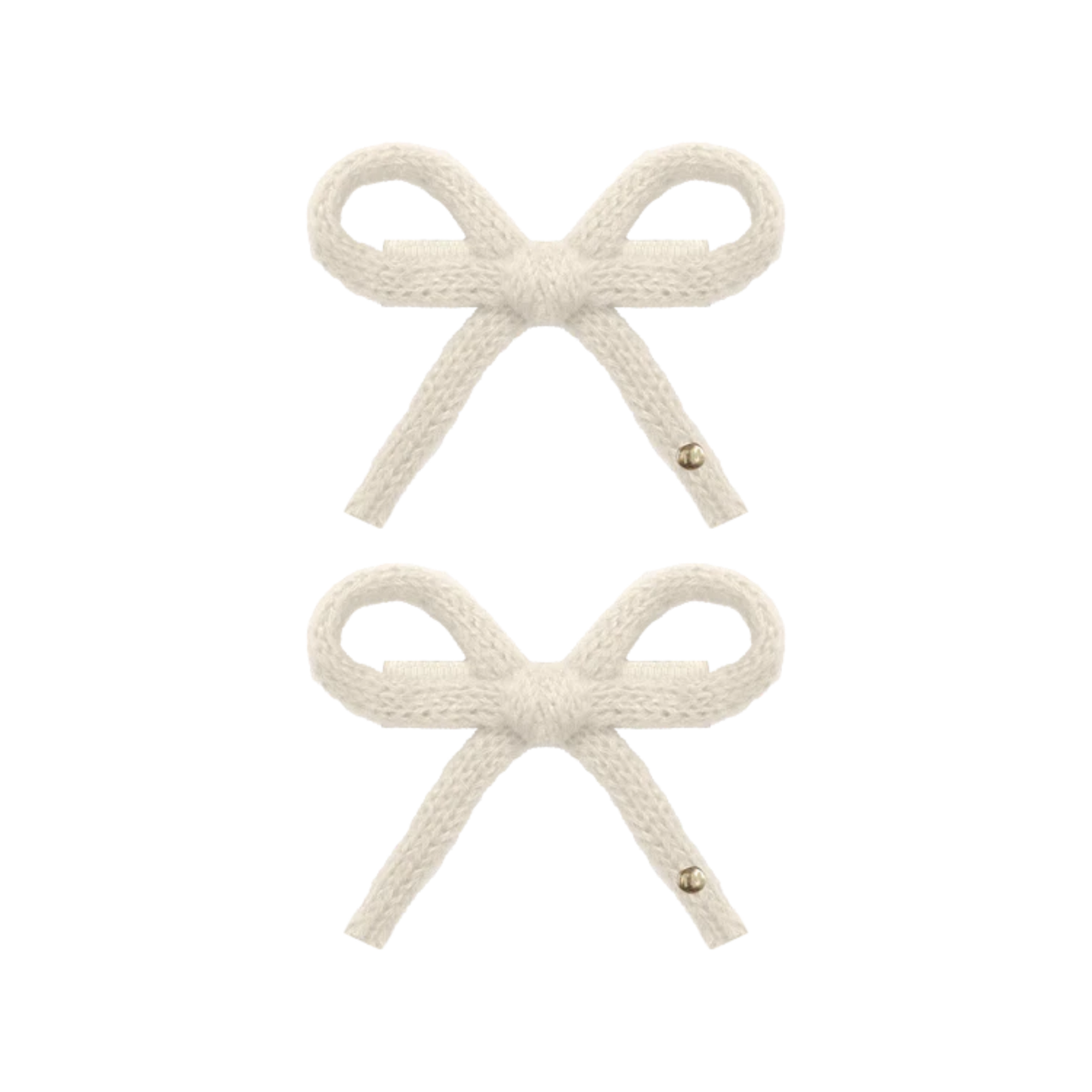 Tis Me Cream Knit Ribbon Collection Mini Bow Clip Set Of 2