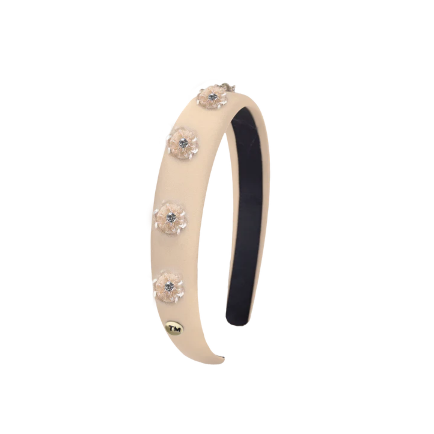 Tis Me Beige Intricate Hand Beaded Hard Headband