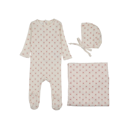 Lilette Cream Pink Geo Floral Printed Layette Set