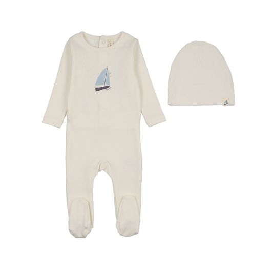Lilette Cream Nautical Graphic Footie Set