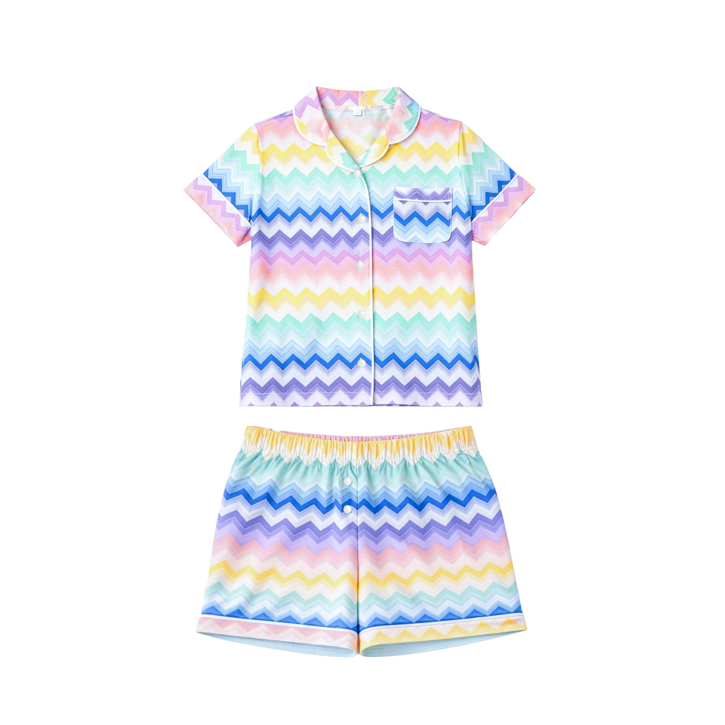 Preppy Goose Multicolor Chevron Jersey Short Sleeve Pajama