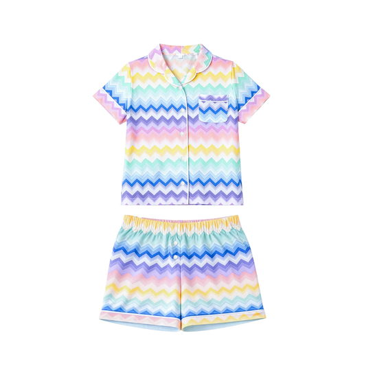 Preppy Goose Multicolor Chevron Jersey Short Sleeve Pajama