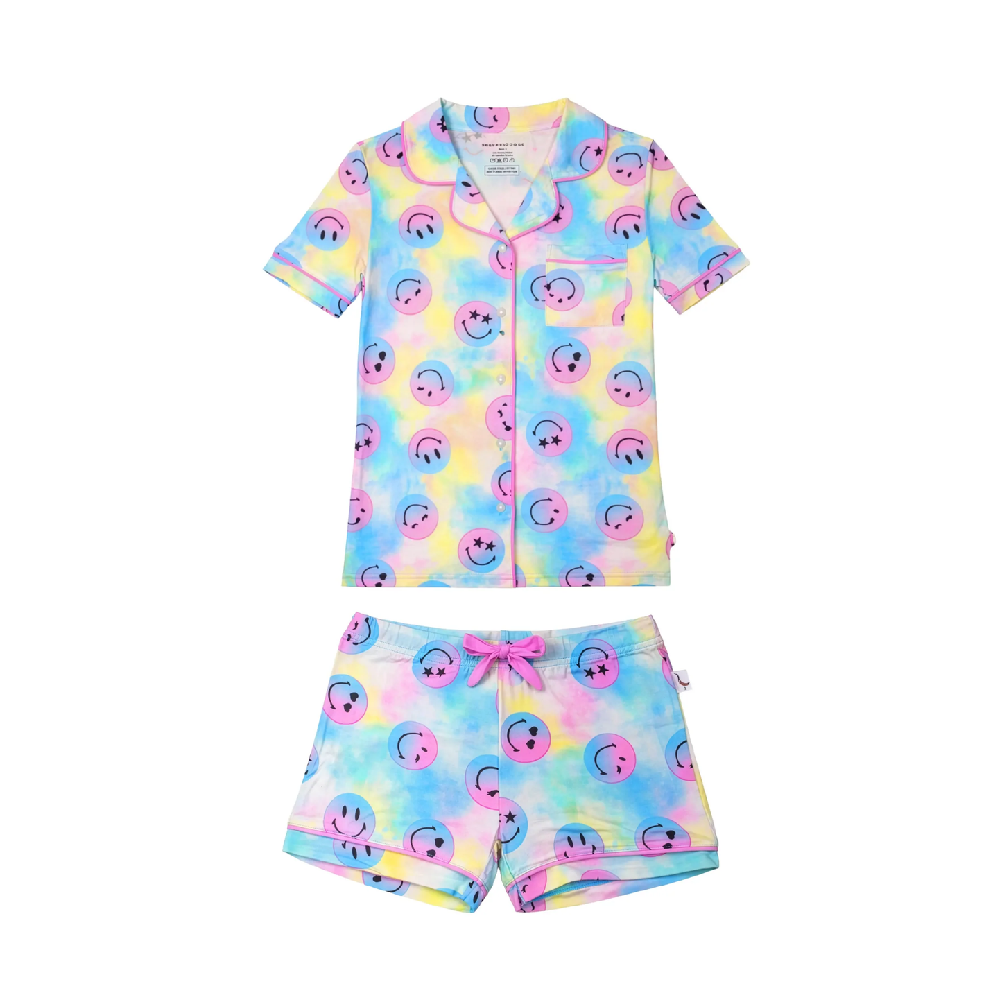 Preppy Goose Light Blue Smiley Face Jersey Short Sleeve Pajama