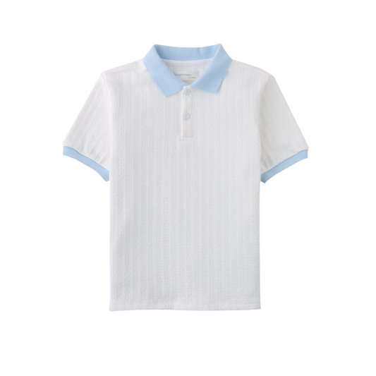 Gingersnaps White Daz Cable Jersey Polo Shirt