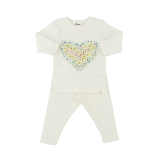 Oh Baby! Cream Poppy Sprig Ruffle Heart Set