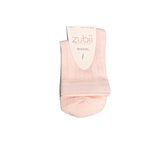 Zubii 59 Baby Pink Pattern Scalloped Edge Modal Ankle