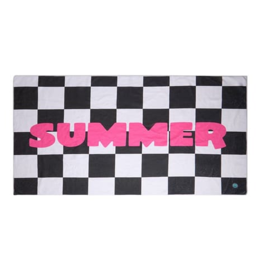 Memoi Black-Pink Summer Checkered Beach Towel