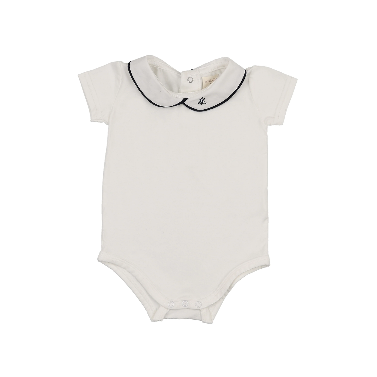Analogie White/Navy Peter Pan Onesie With Piping