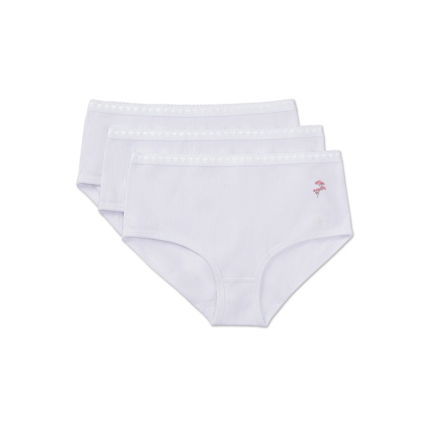 Memoi Girls 3 Pair Pack Ribbed Floral Bouquet Briefs