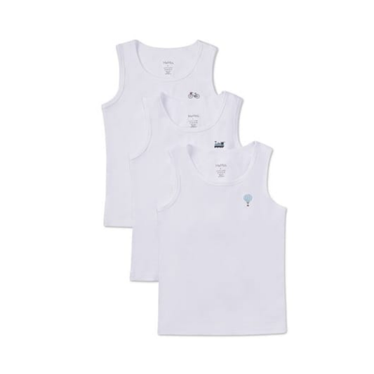 Memoi Boys 3 Pair Pack Ribbed On The Move Tank Top