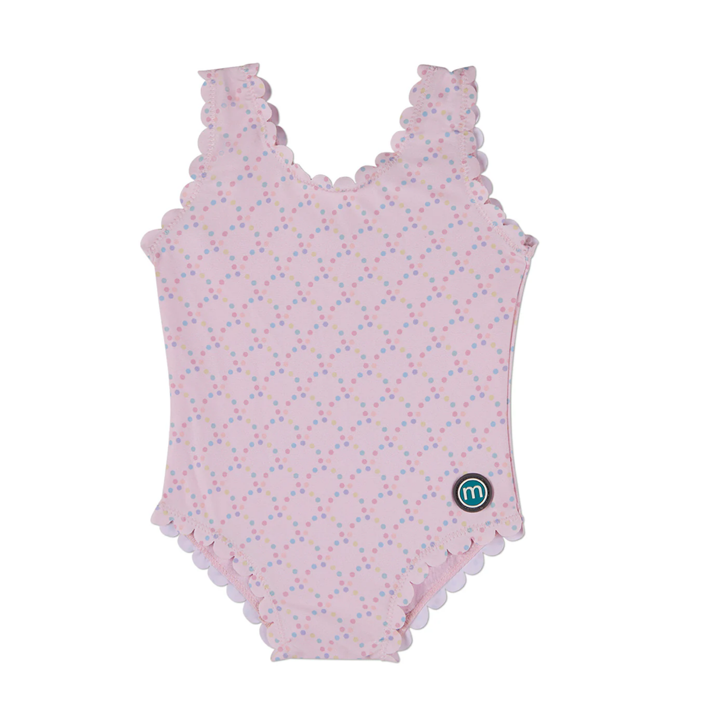 Memoi Logo Print Scalloped Bathing Suit