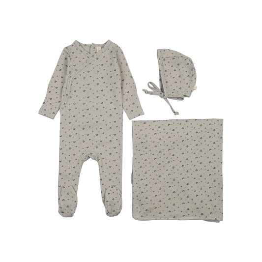 Lilette Pale Blue Printed Wrapover Layette Set