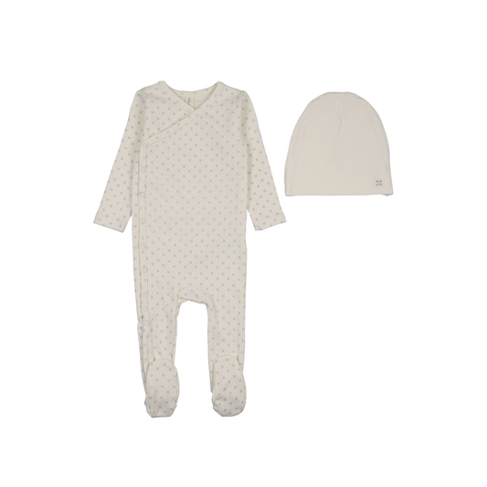 Lilette Cream/Pale Blue Take Me Home Clover Footie Set