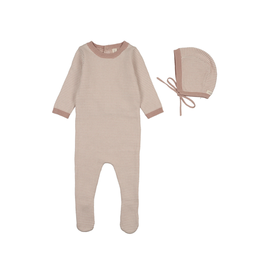 Lilette Dusty Pink Two Tone Knit Footie Set
