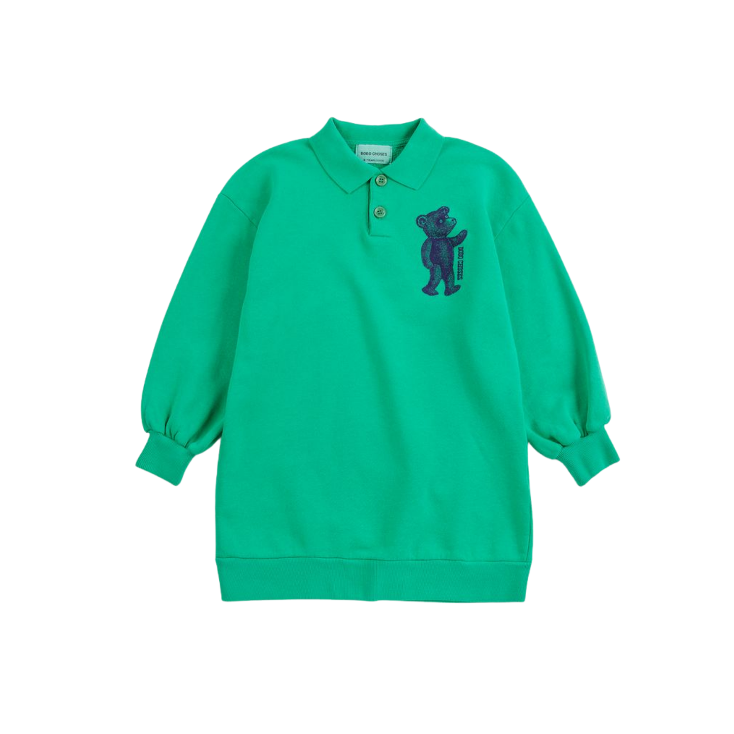 Bobo Choses Green Softpaw Monster Polo Sweatshirt Dress