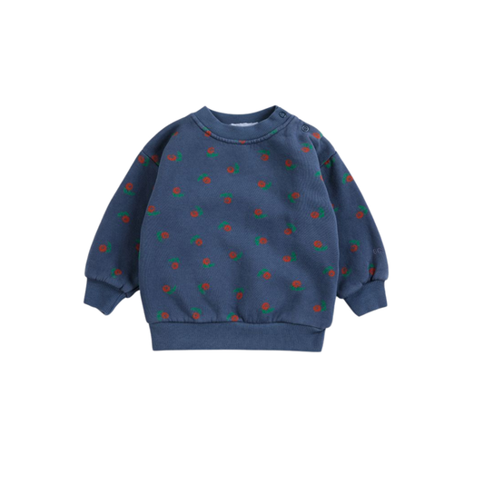 Bobo Choses Navy Blue Stamp Bloom Long Sleeve Sweatshirt