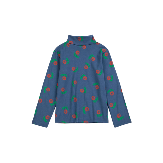 Bobo Choses Navy Blue Stamp Bloom Long Sleeve Turtleneck