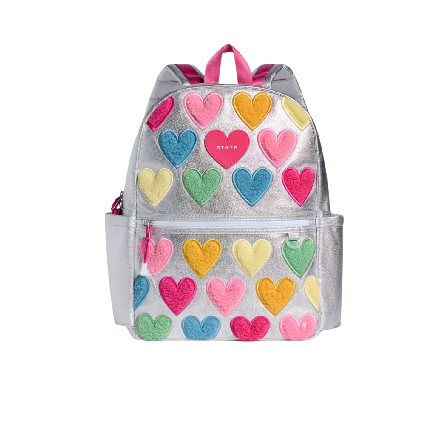 State Bags Metal Happy Fuzzy Hearts Kane Backpack