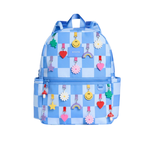 State Bags Light Blue Charms Check Kane Backpack
