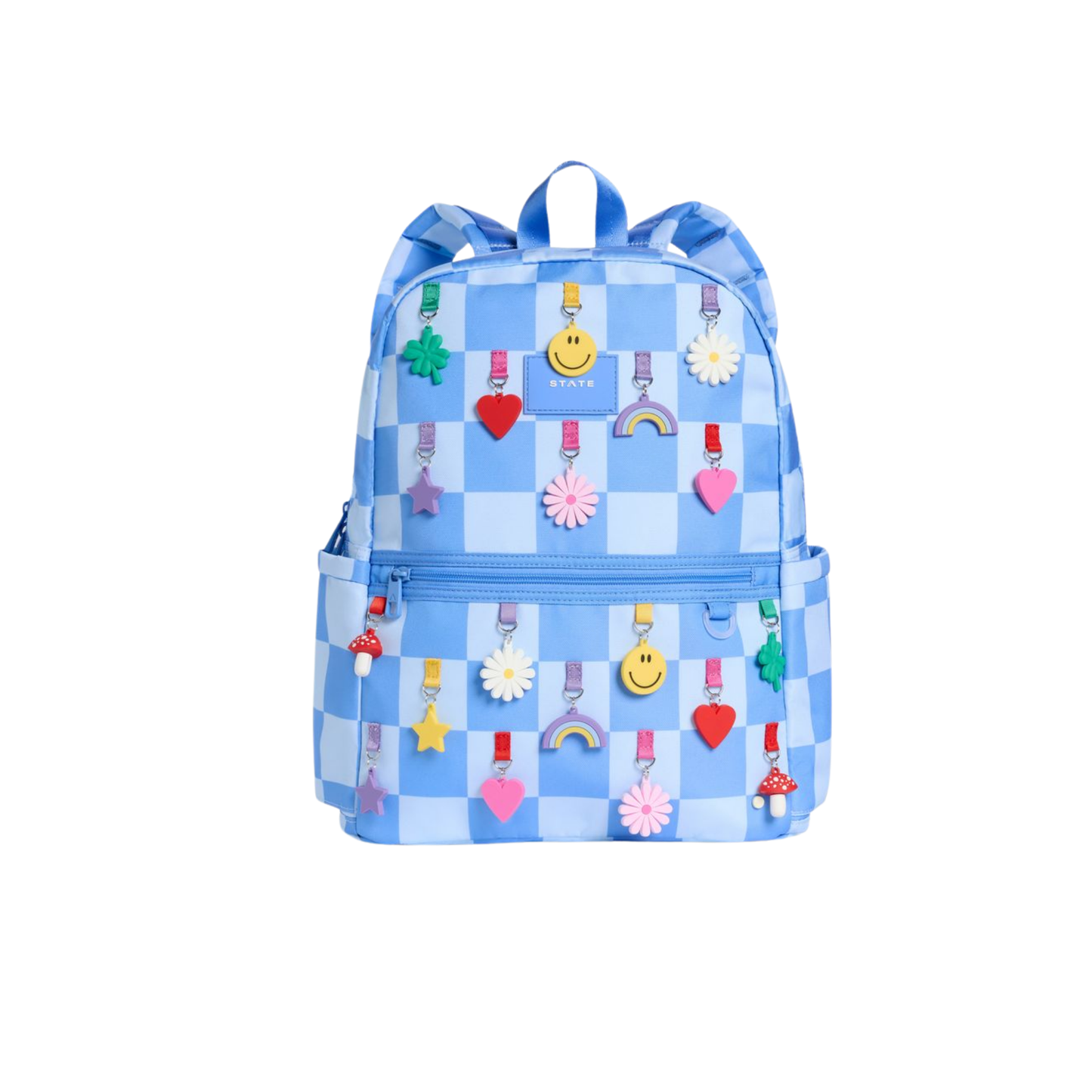 State Bags Light Blue Charms Check Kane Double Pocket Backpack