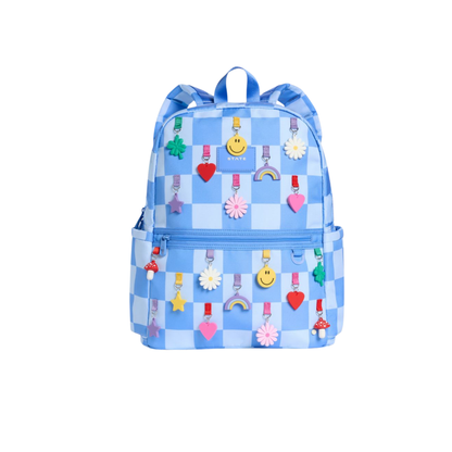 State Bags Light Blue Charms Check Kane Double Pocket Backpack